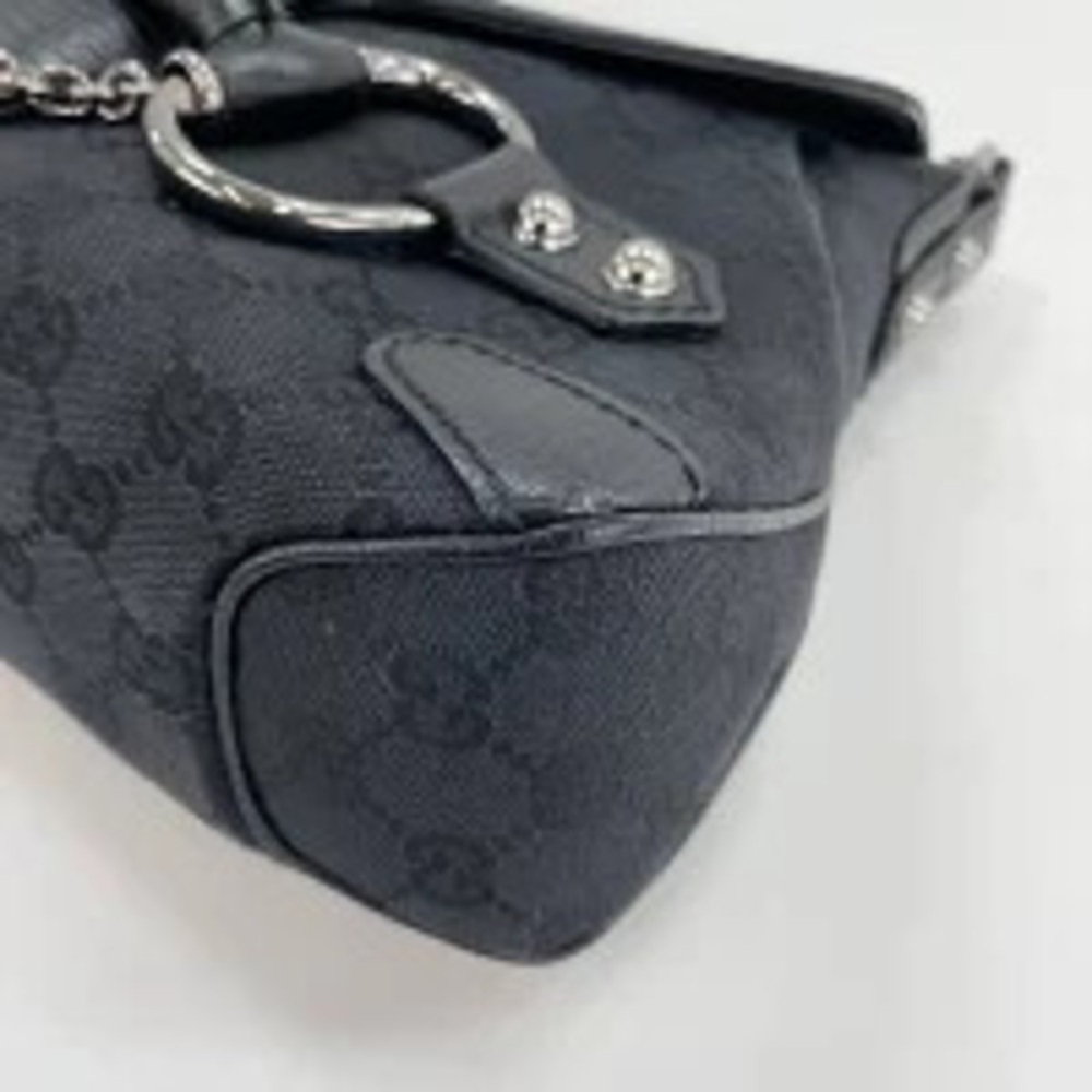 Gucci GG Canvas Horsebit Chain Handbag Black - Picture 7 of 11